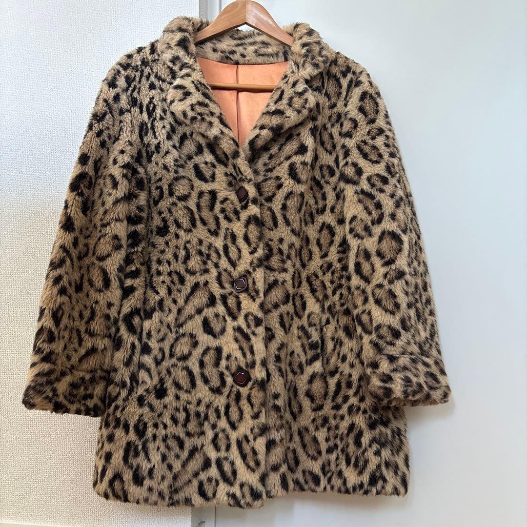 60s Russel Taylor コート　フェイクファー　レオパード　70s
