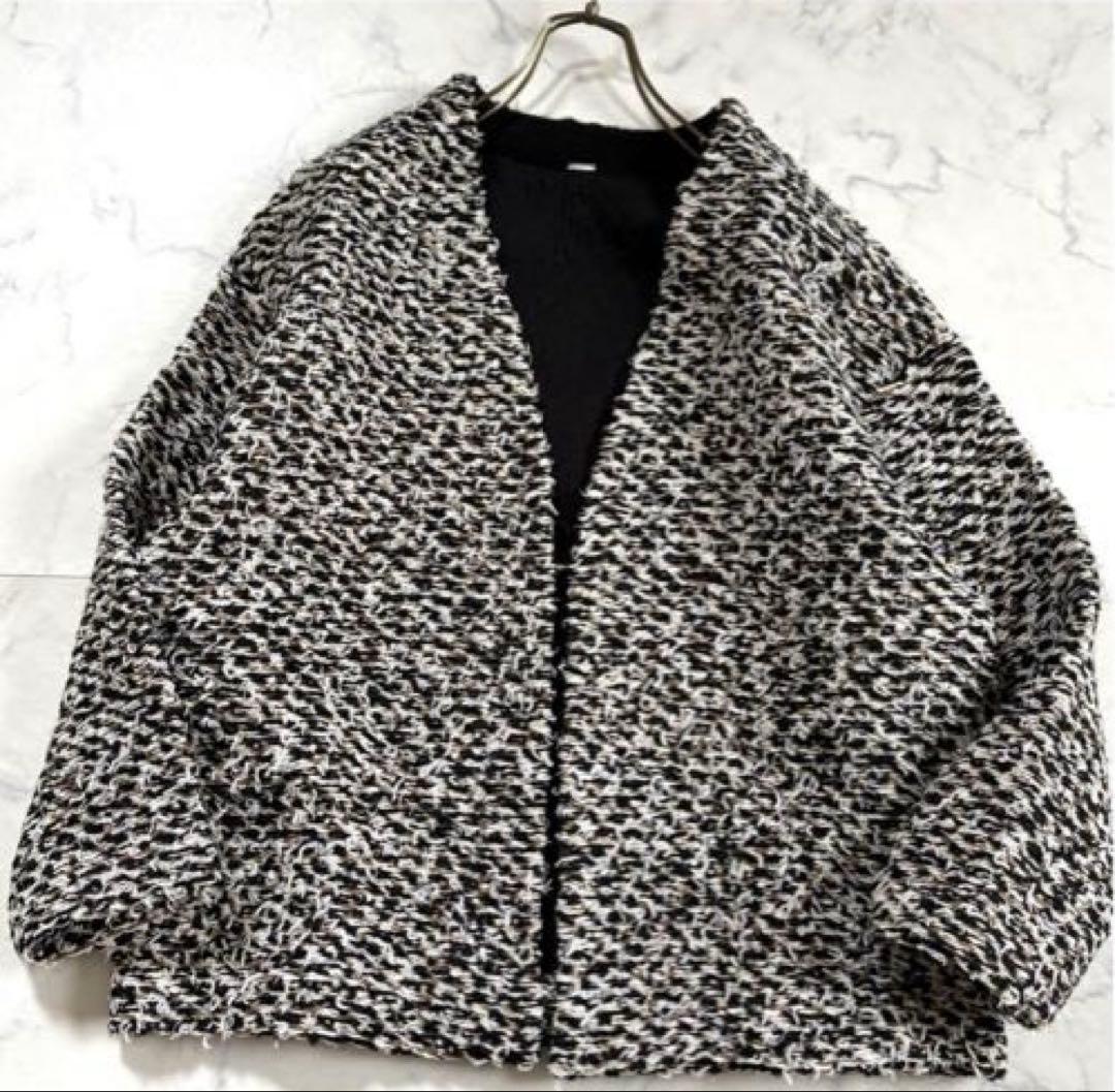 ミラオーウェン ミックスツイードニットカーディガン