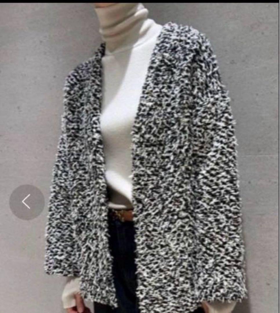 ミラオーウェン ミックスツイードニットカーディガン