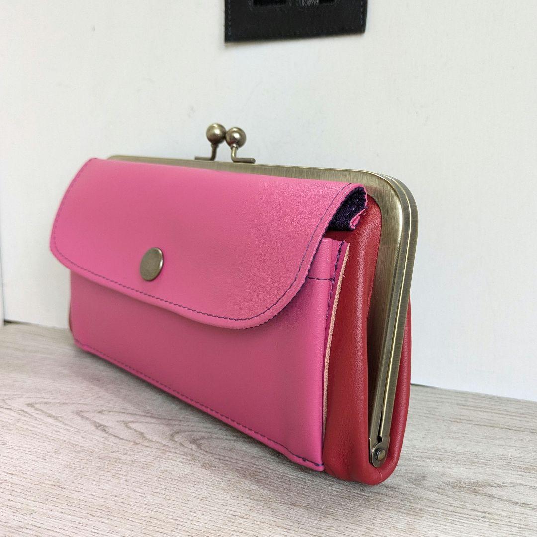 もんぺ 親子がま口お財布　革