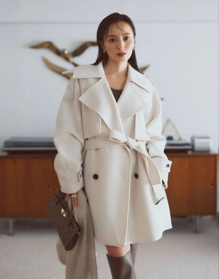 anuans リバーウールミドルトレンチコート　エクリュ　新品未使用