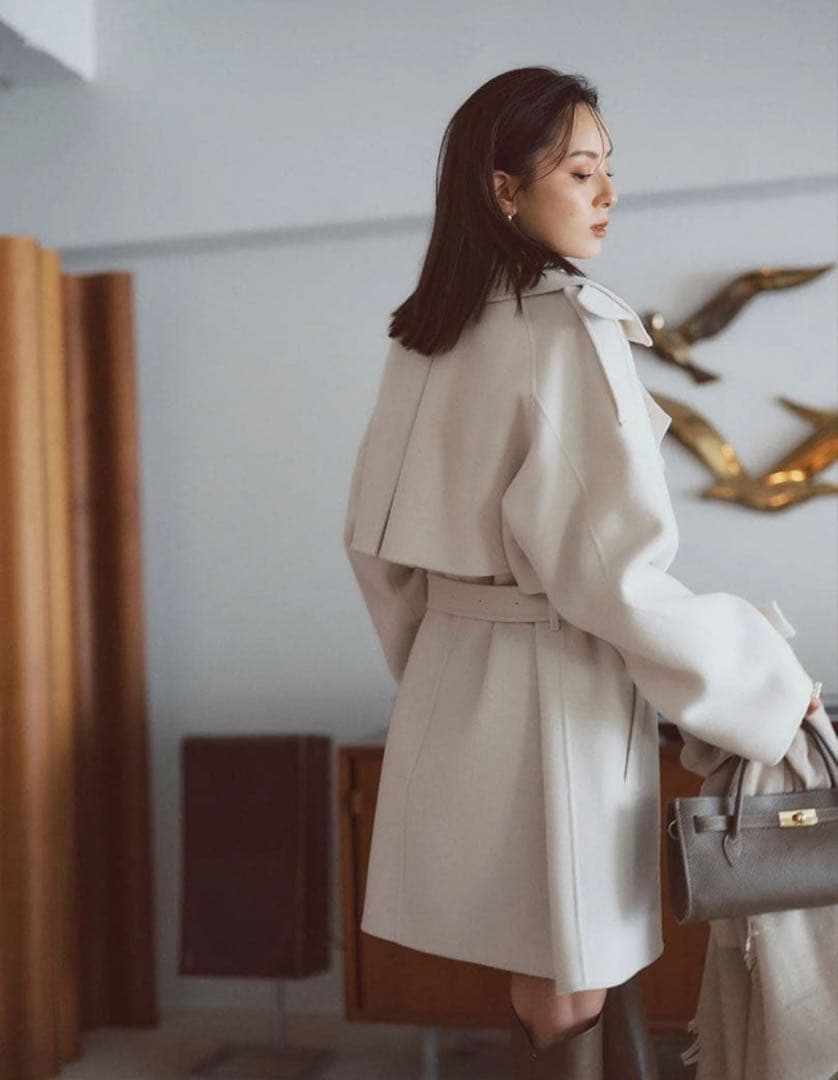 anuans リバーウールミドルトレンチコート　エクリュ　新品未使用