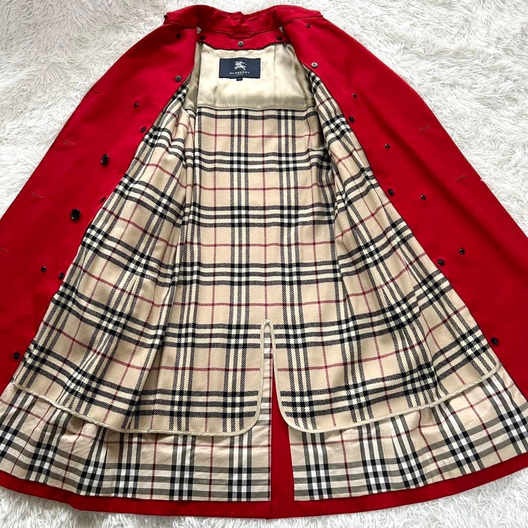 【美品】バーバリーロンドン　トレンチコート　ライナー付き　ロング丈　赤　M相当