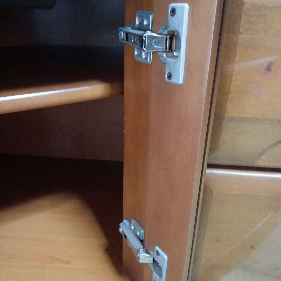 テレビ台 天然木 ブラウン 3引き出し ガラス扉