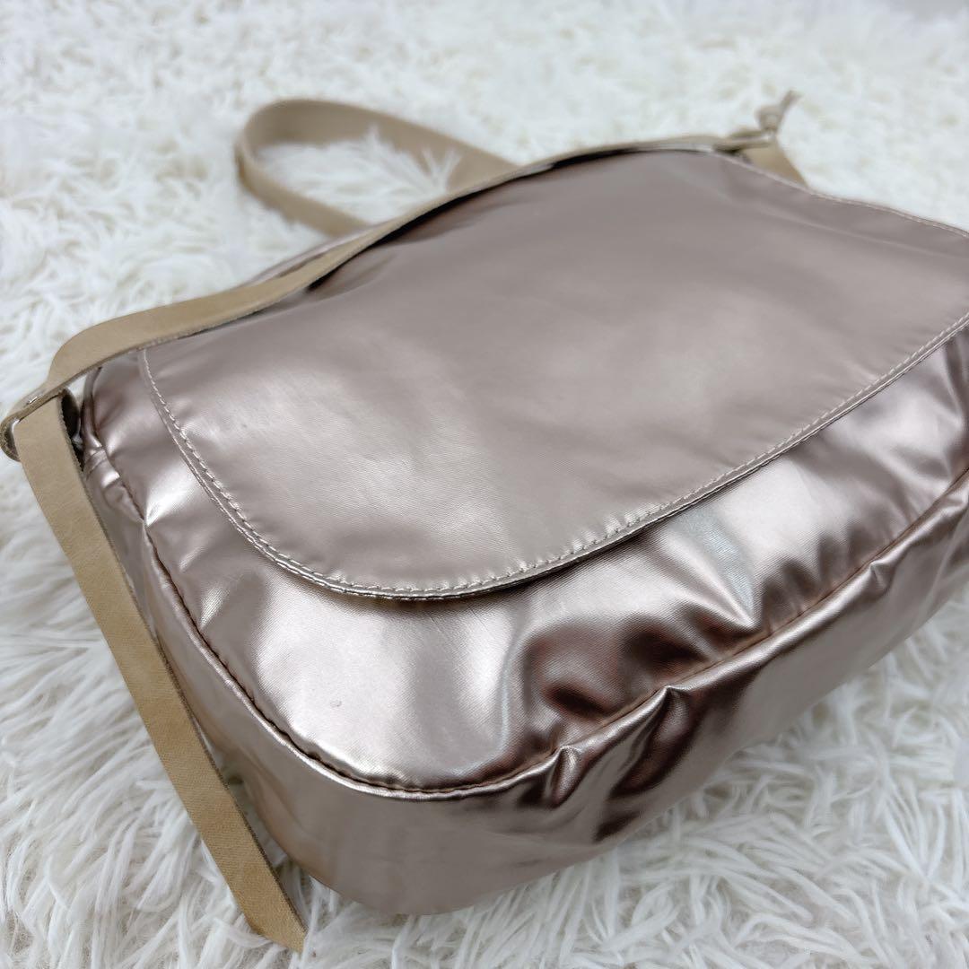 未使用級✨jackgommeジャックゴム斜めがけショルダー ピンクG×ベージュ