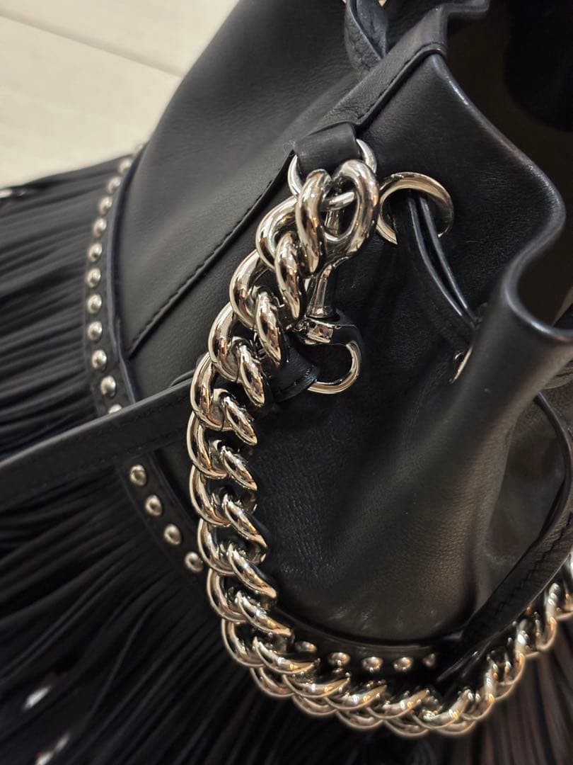 J.M. DAVIDSON ブラックフリンジショルダーバッグ