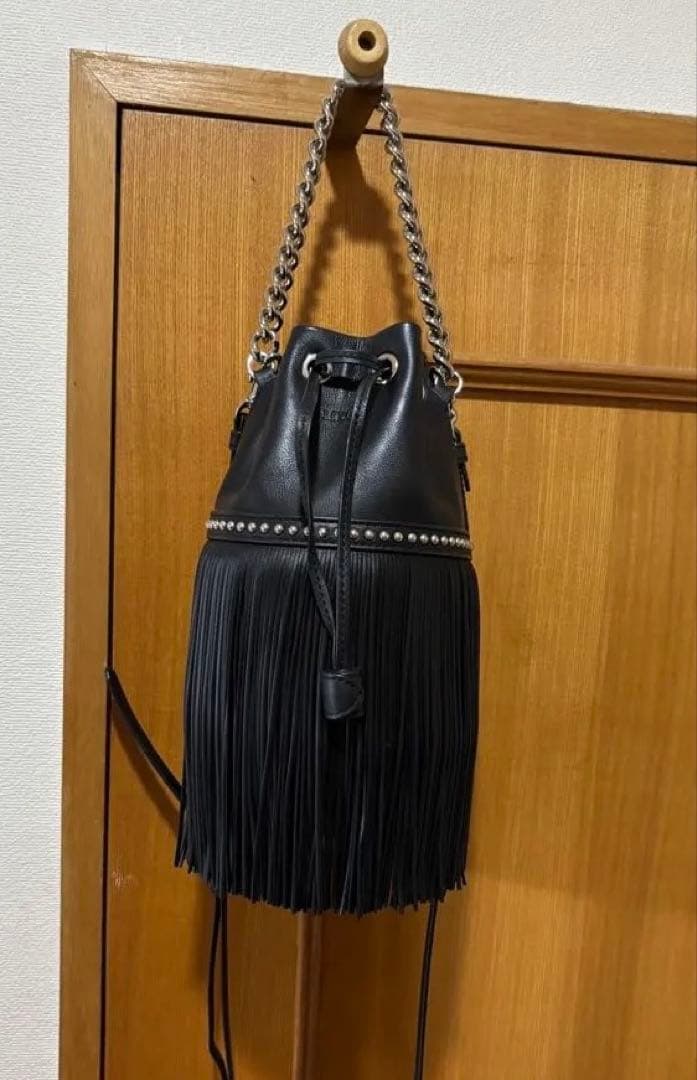 J.M. DAVIDSON ブラックフリンジショルダーバッグ