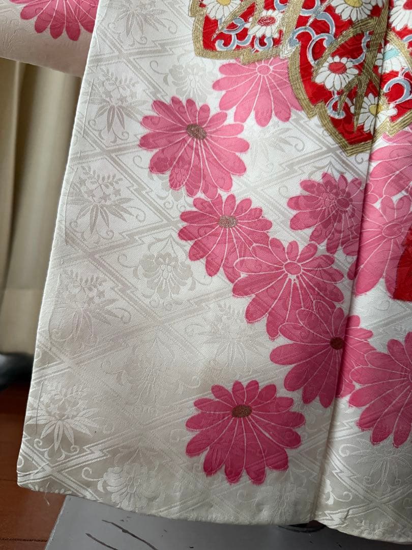 振袖フルセット アイボリー×ピンク×コーラル×ペールブルー×ゴールド 古典柄