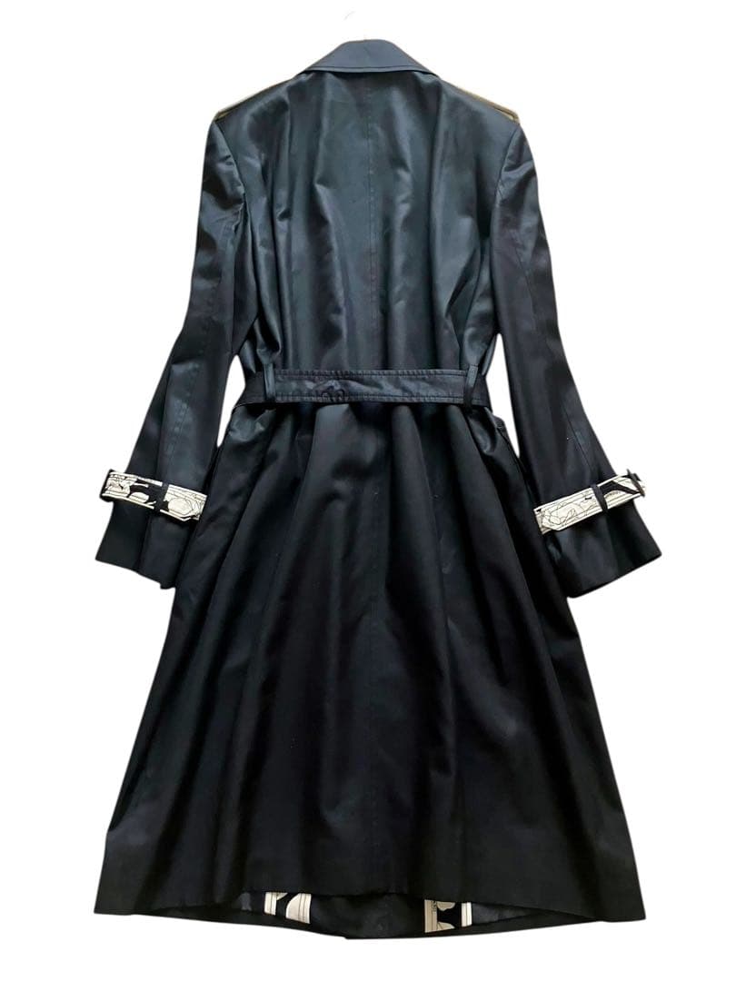 美品 レオナール シルク ロングコート ベルト付き フラワートリム 大きいサイズ