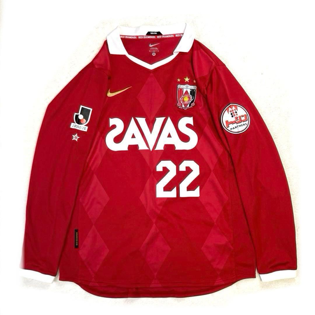 ナイキ　浦和レッズ　ホーム　長袖　ユニフォーム 阿部勇樹選手　22 Mサイズ