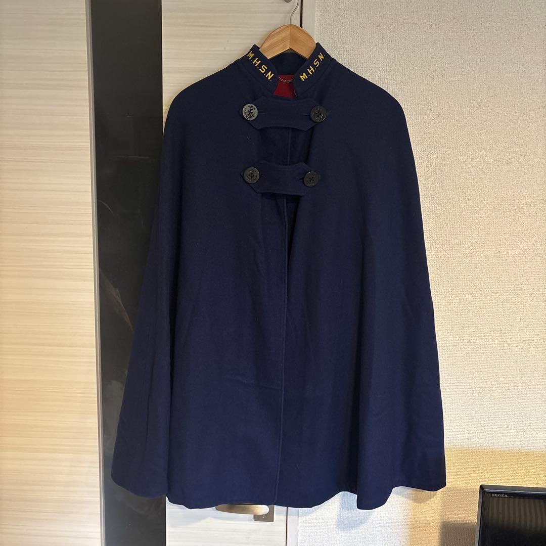 40s ミリタリー メルトン ウール ポンチョ ケープ マント ネイビー フリー