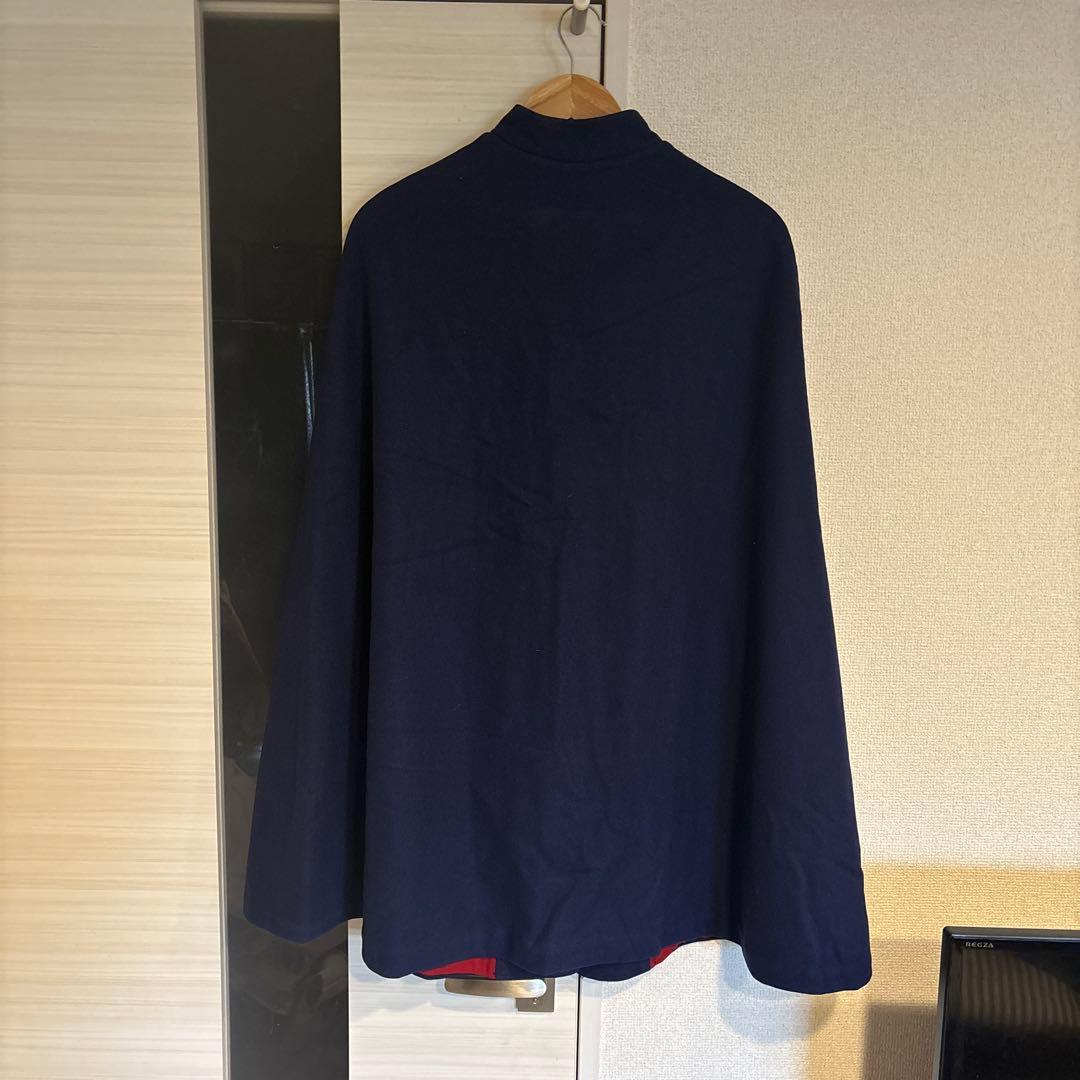 40s ミリタリー メルトン ウール ポンチョ ケープ マント ネイビー フリー