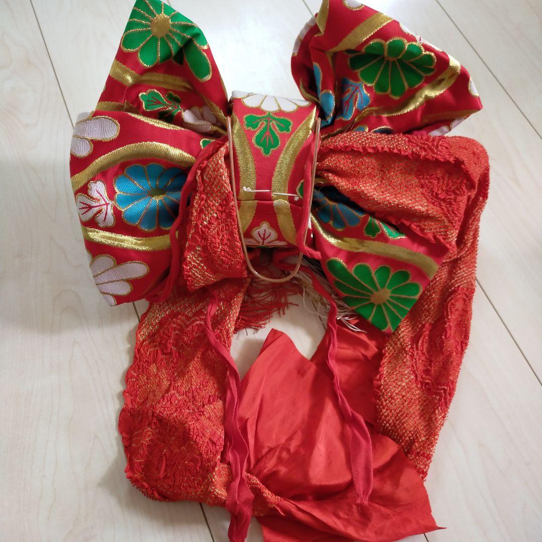 七五三用 赤系 花柄 華やか着物 振袖 小物 草履 7歳女の子 可愛い レトロ