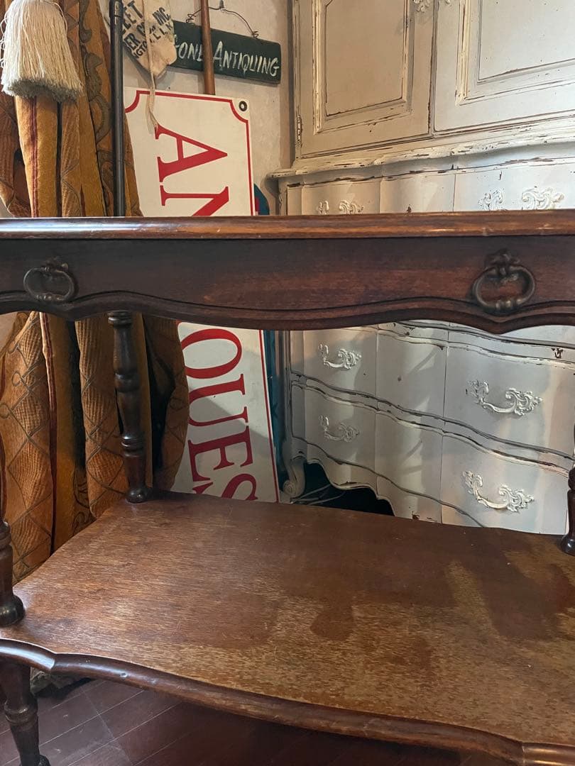 フランス　アンティーク　家具　二段　テーブル　飾り棚　トローリ　ワゴン　シェルフ