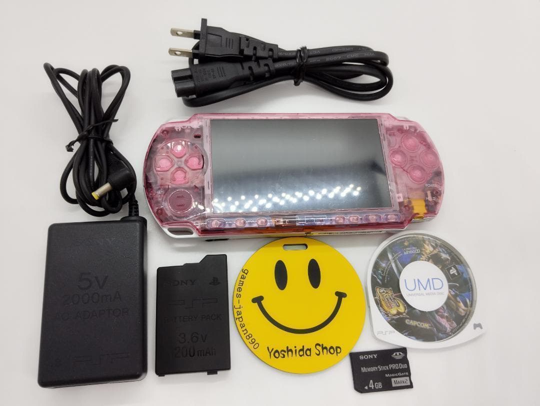 PSP 3000 すぐ遊べるセット【美品・カスタム】スケルトン　ピンク