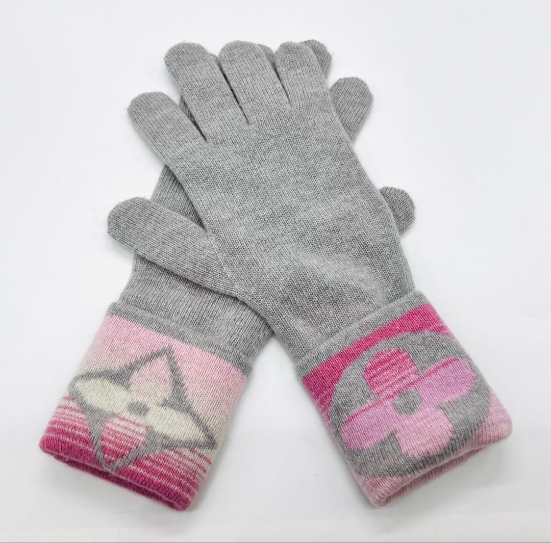 LOUIS VUITTON ルイヴィトン M73049 ウールカシミヤ ロゴ手袋