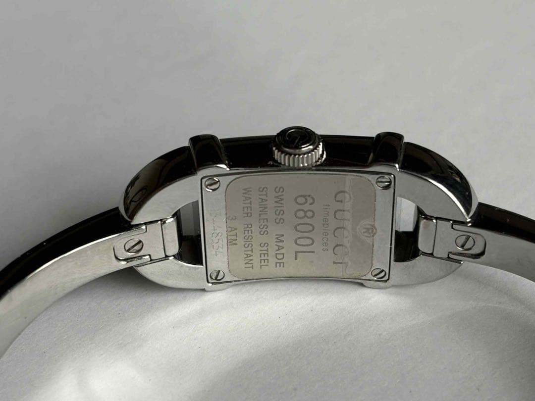 マ*メ様 【新品電池】GUCCI グッチ 6800L グレー バングルウォッチ