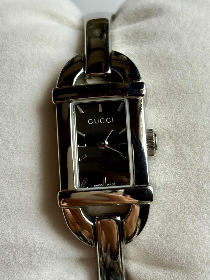 マ*メ様 【新品電池】GUCCI グッチ 6800L グレー バングルウォッチ