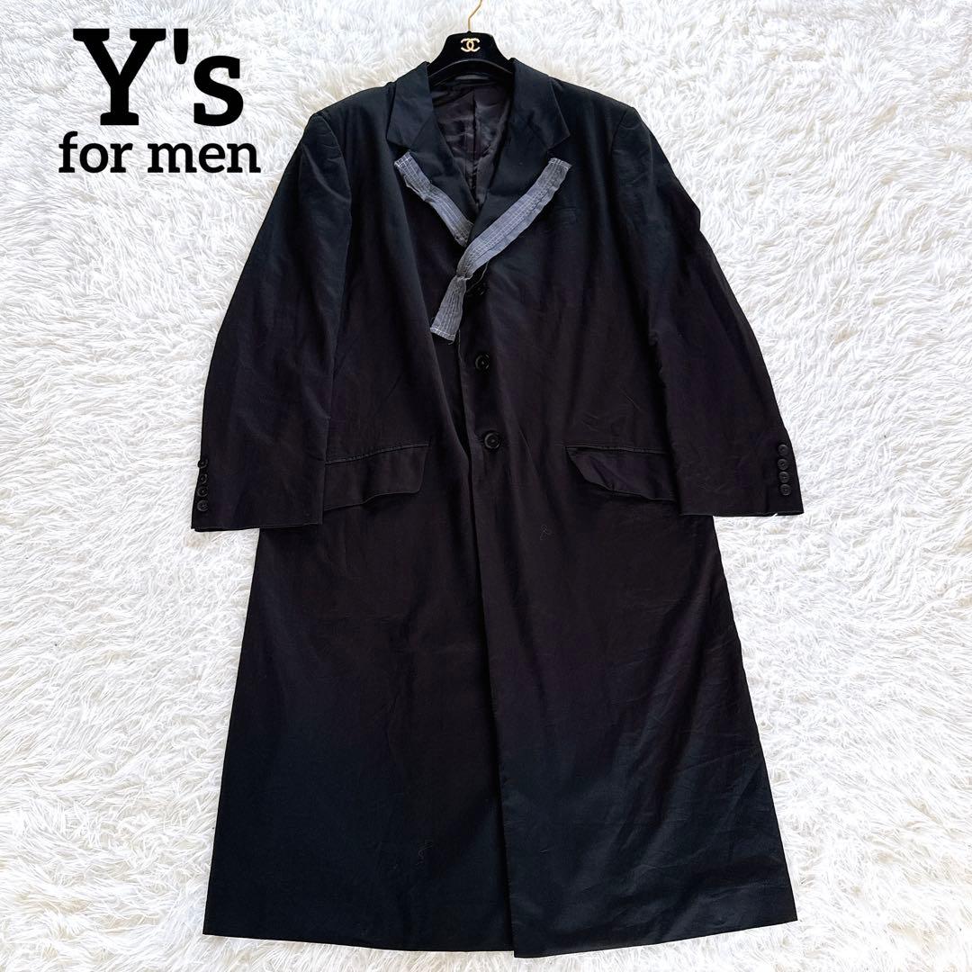 【Y's for men】ロングジャケット チェスターコート ブラック サイズ1
