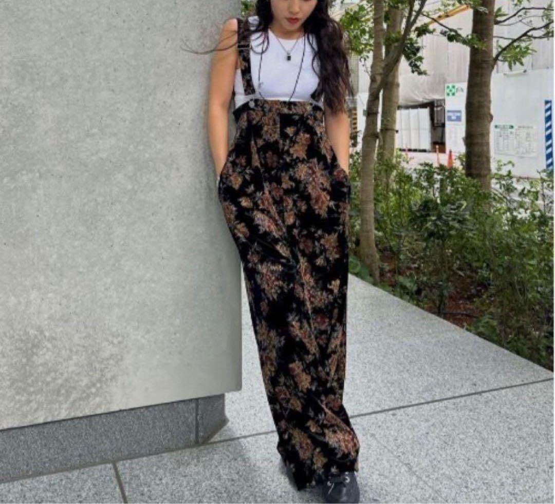 パンツ Ameri FLOWER PRINT VELOUR PANTS