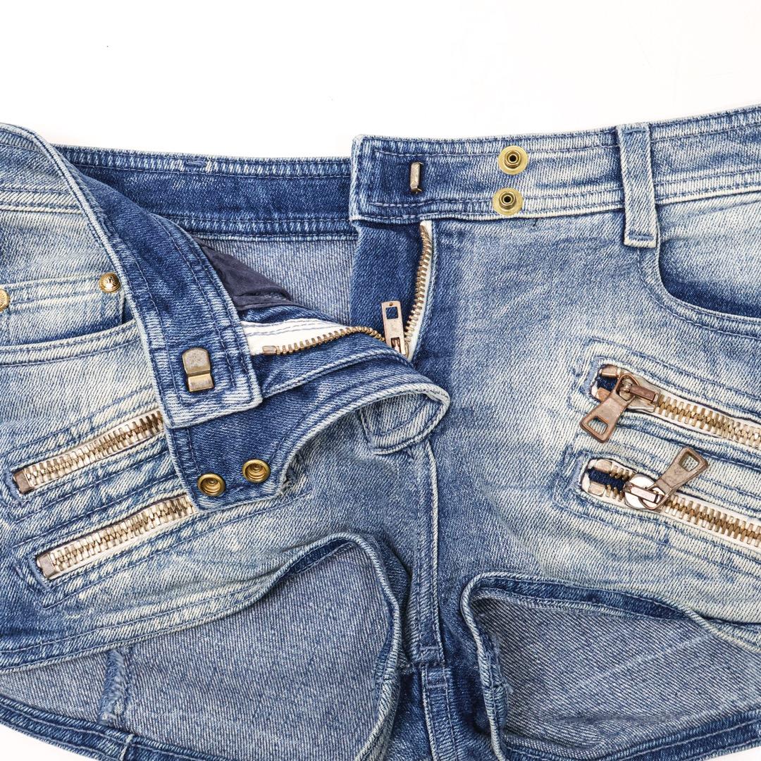 E3925◾️バルマン デニム ダメージ加工ホットパンツ