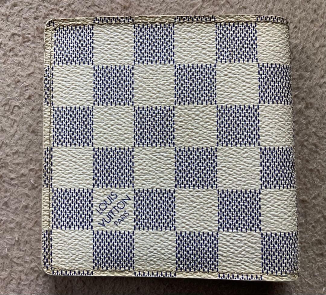美品　LOUIS VUITTON　二つ折り財布　ダミエ　アズール