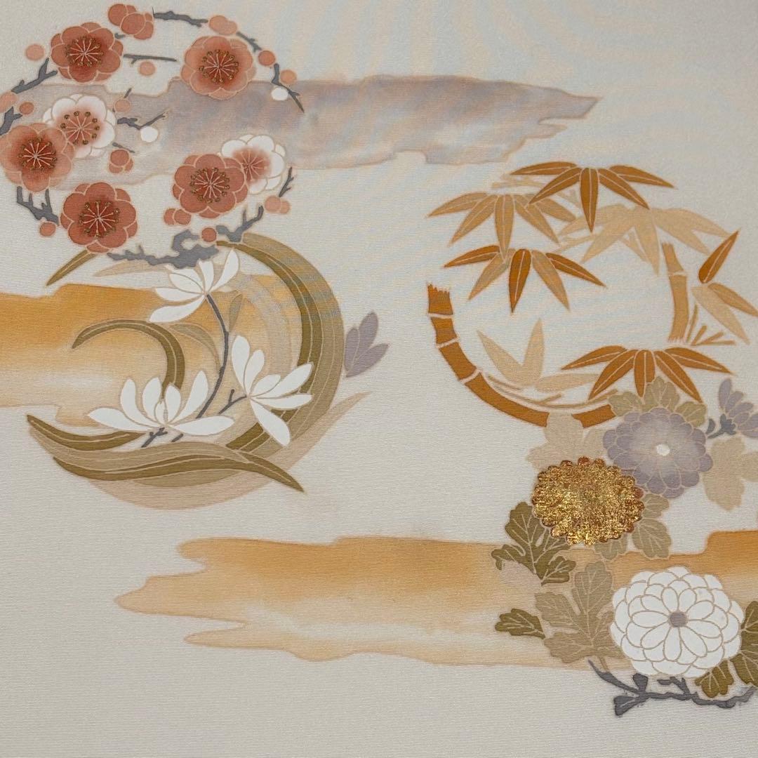 【専用】名古屋帯 正絹 白 手描友禅 塩瀬 花丸so253