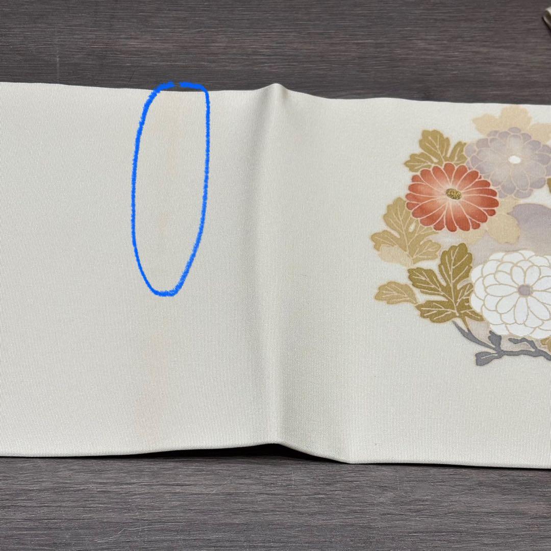 【専用】名古屋帯 正絹 白 手描友禅 塩瀬 花丸so253