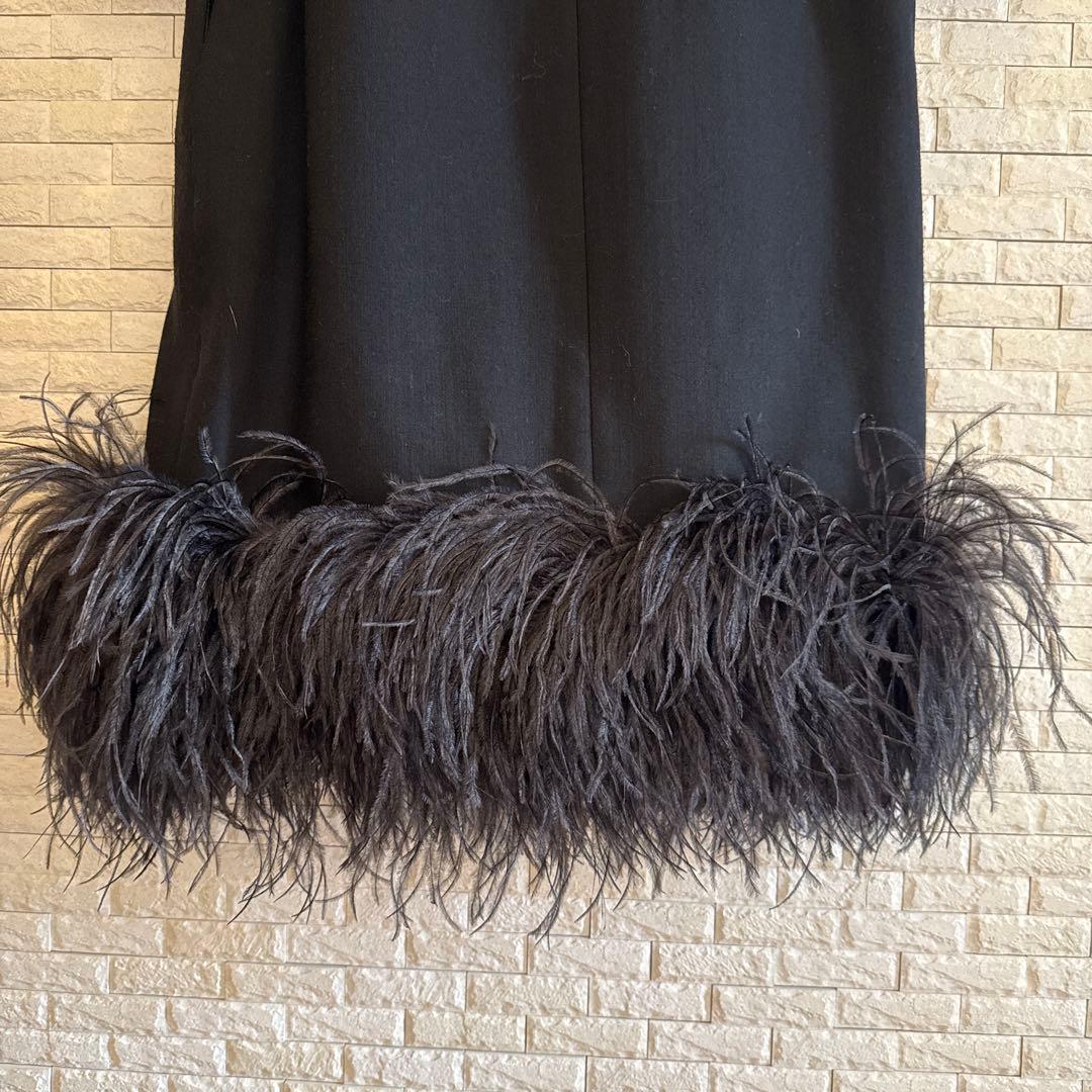 DRIES VAN NOTEN裾ファー付き黒のワンピース