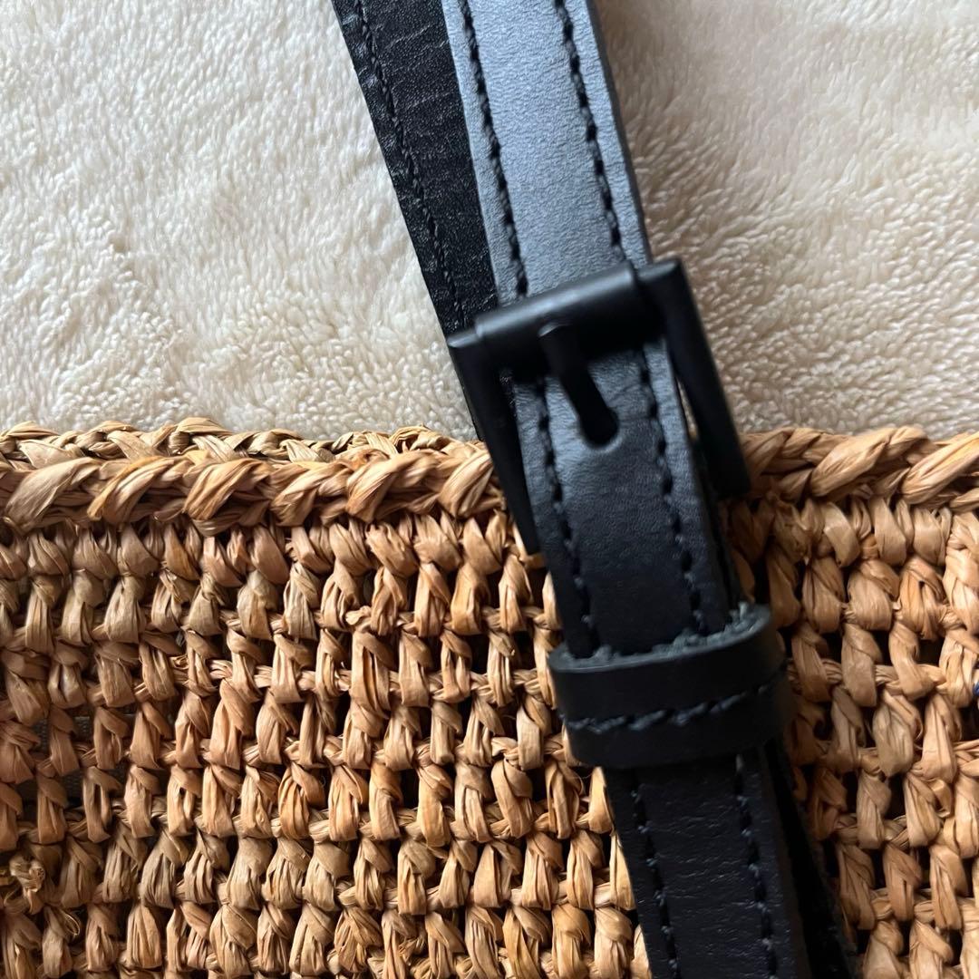 美品希少⭐︎サンアルシデ 持ち手レザーベルト　ラフィアトートバッグ
