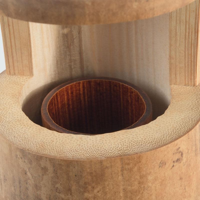 茶道具　吉田幸斎作　竹花入　掛花生　銘「蓬莱」　共箱　V　9511