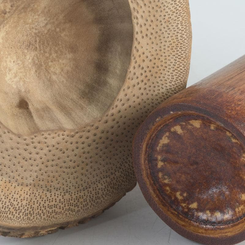 茶道具　吉田幸斎作　竹花入　掛花生　銘「蓬莱」　共箱　V　9511