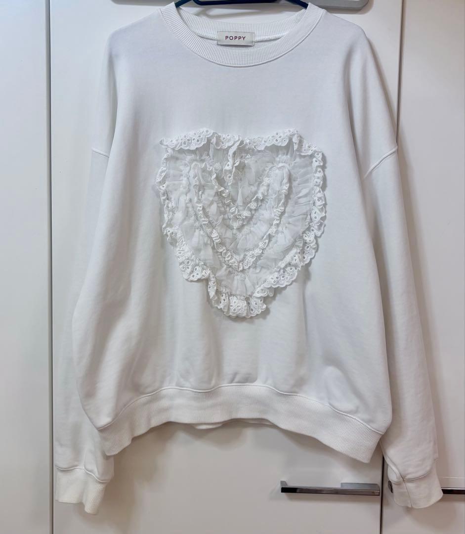 トップス POPPY COTTON LACE HEART SWEATSHIRT