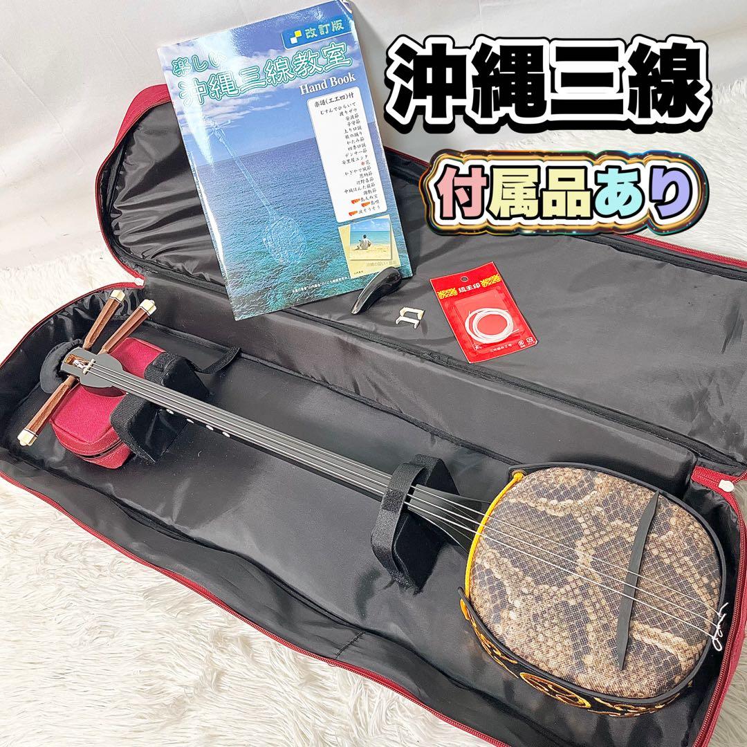 【ウィッスキー様】沖縄三線 人工皮 本体＋ケース＋教本付