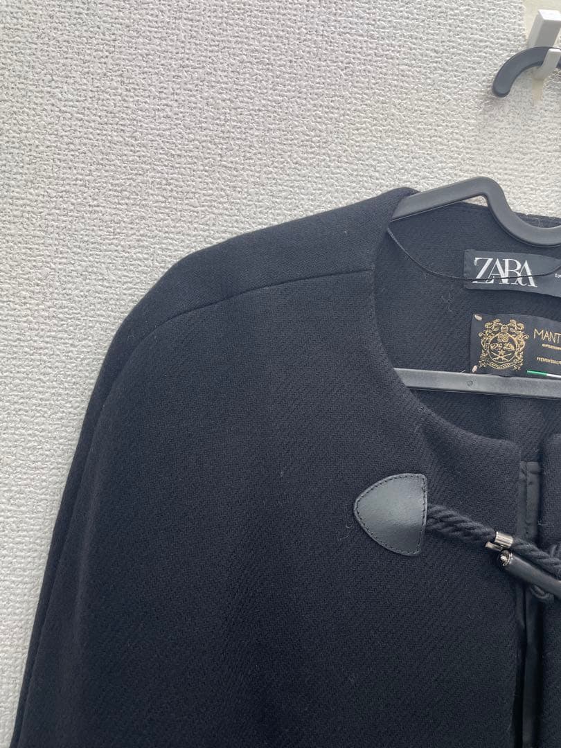 ⑥大人気　ザラ　MANTECO ケープコート　マント　ポンチョ　黒　Lサイズ