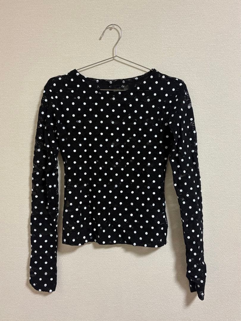 poppy DOT LACE SEE-THROUGH TOP レース トップス