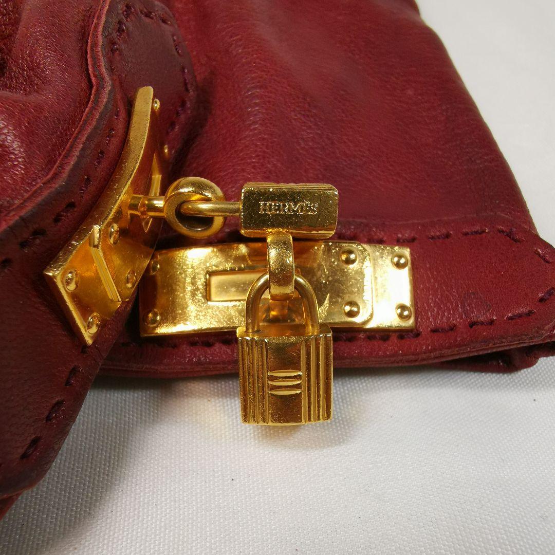 【美品】HERMES ケリー カデナゴールド金具 レザー手袋 ボルドーブラウン