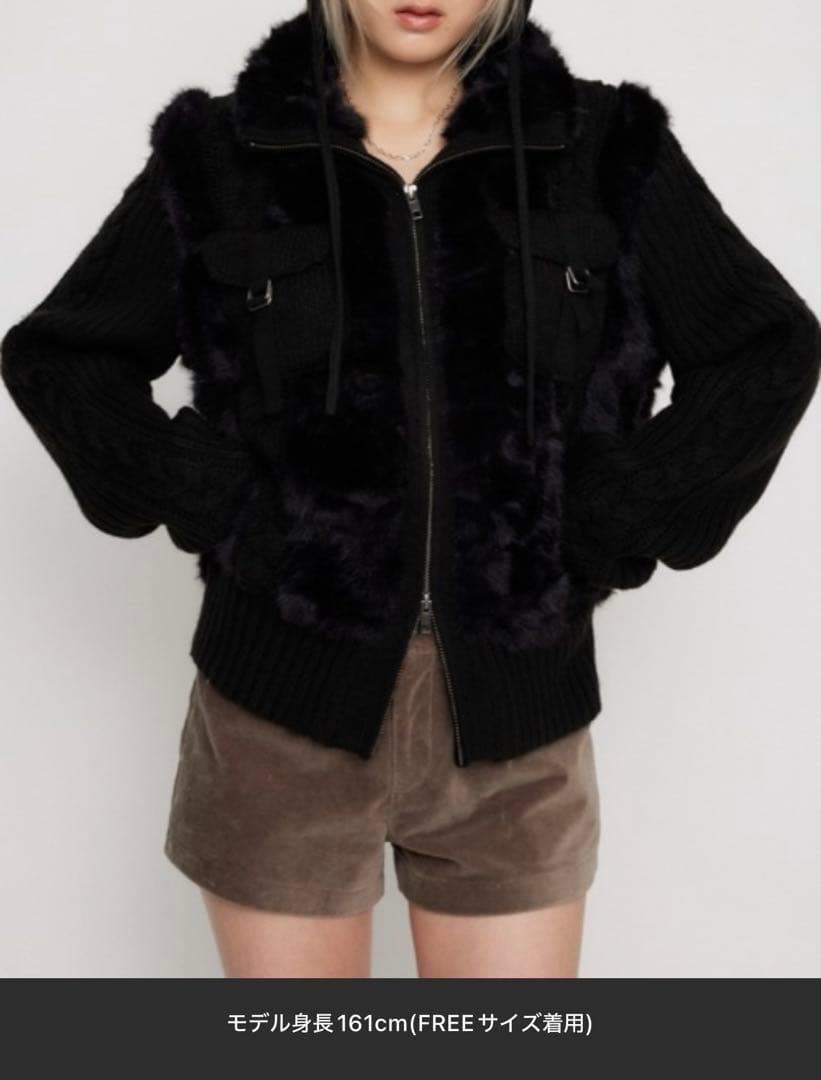 LAGUAGEM CABLE KNIT FAUX FUR ブルゾン