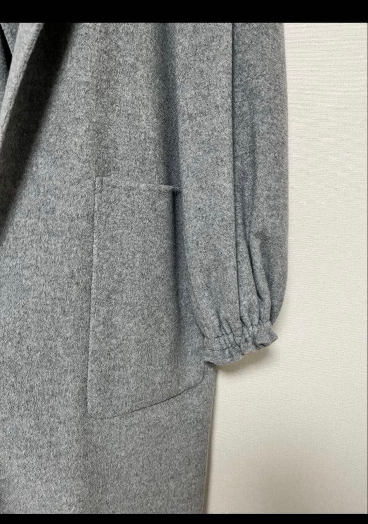 【値下げ】スピックアンドスパン ボリュームスリーブノーカラーリバーコート　グレー