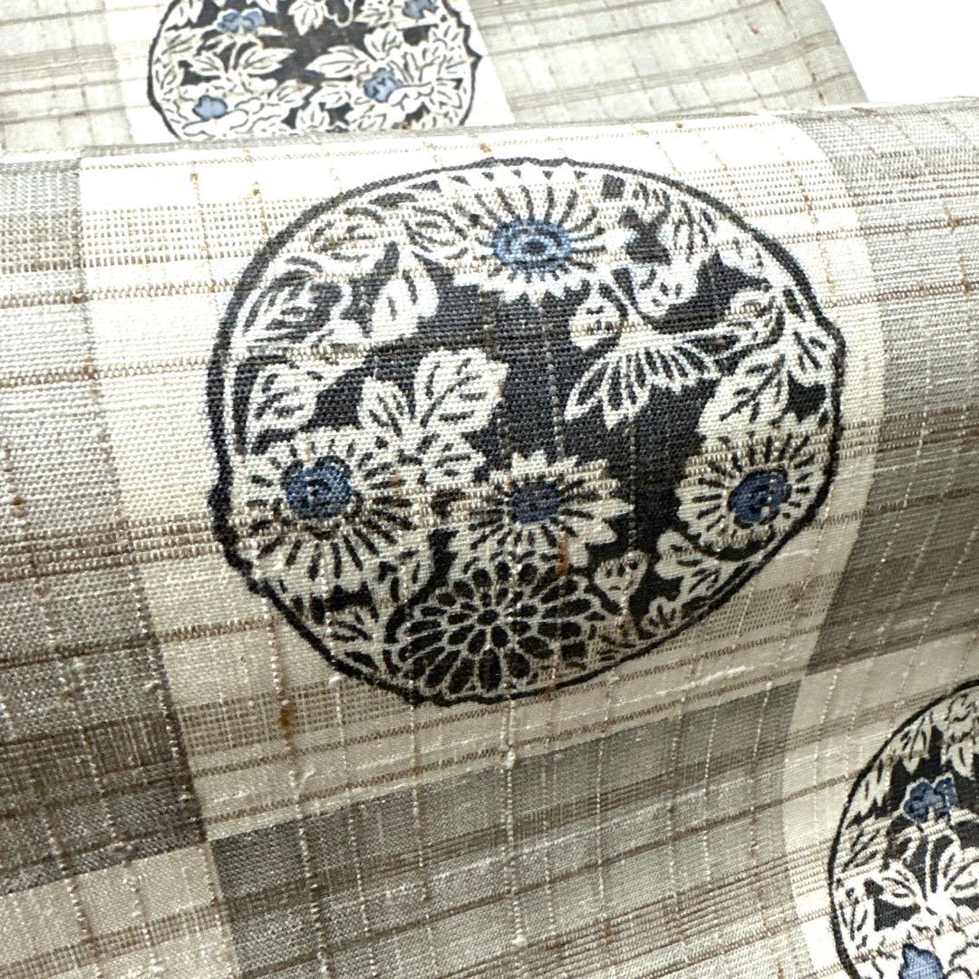 専用帯4719 ●高級 正絹 紬 型染 全通 袋帯