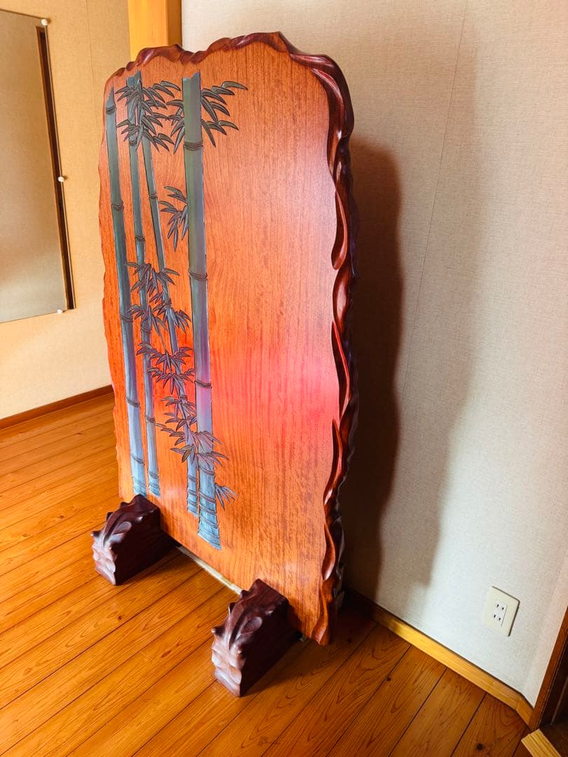 天然木 一枚板 重厚衝立て 和製ビンテージ 美品 楠の木 一枚板 パーテーション