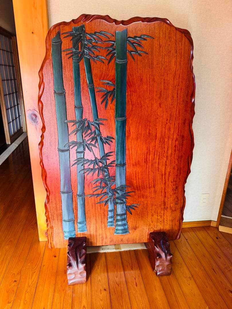 天然木 一枚板 重厚衝立て 和製ビンテージ 美品 楠の木 一枚板 パーテーション