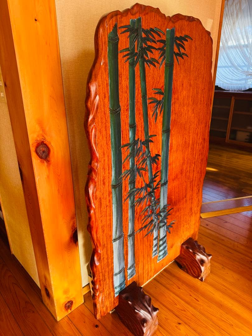 天然木 一枚板 重厚衝立て 和製ビンテージ 美品 楠の木 一枚板 パーテーション