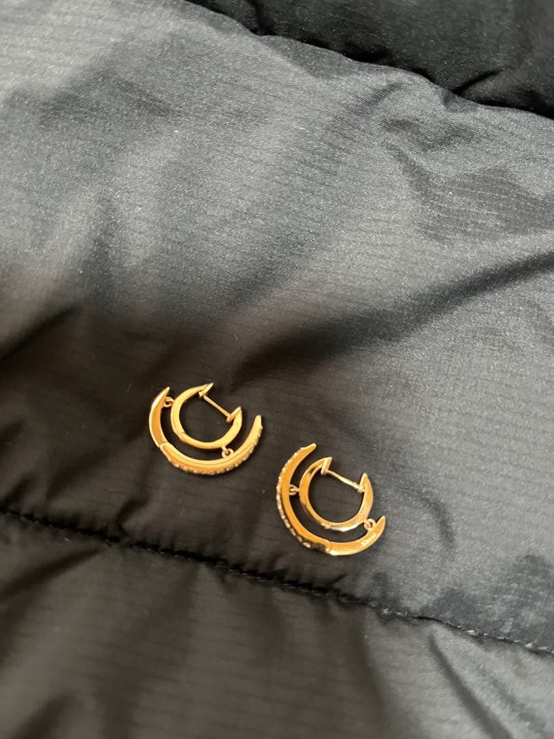 ゴールド フープピアス ストーン付き　K18