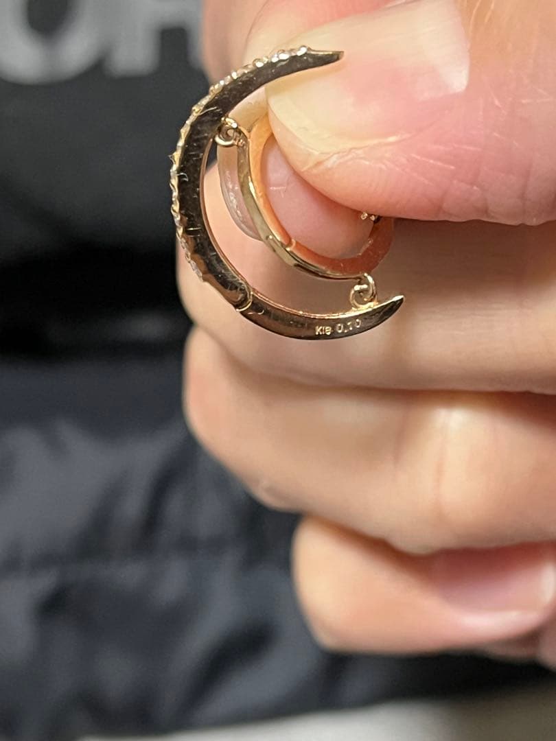 ゴールド フープピアス ストーン付き　K18