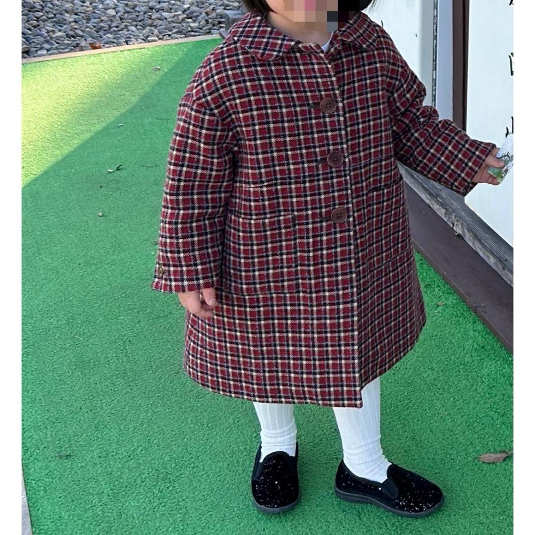 まとめ割⭐︎CARAMEL 3Y 98cm ウールコート　チェック　クリーニング済