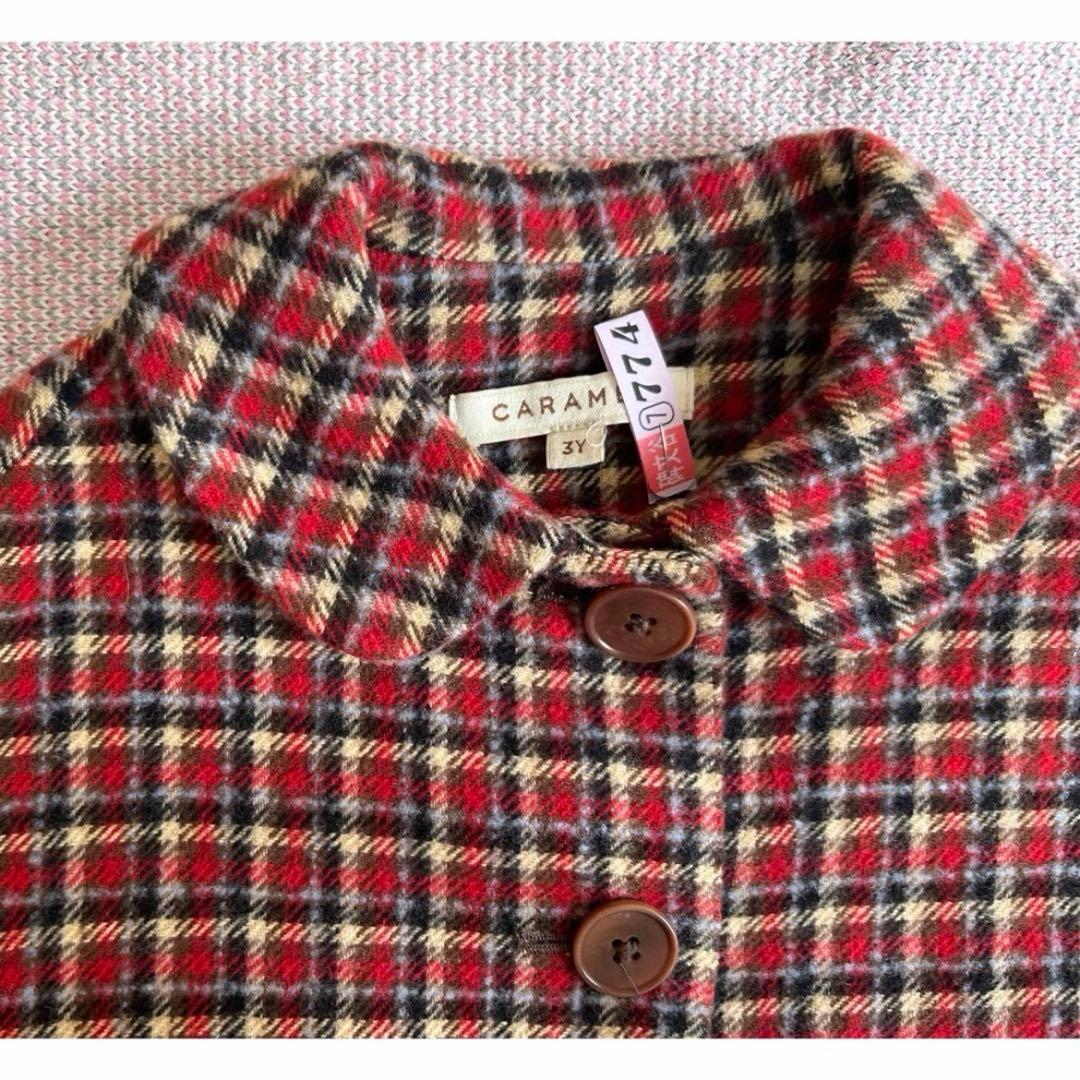 まとめ割⭐︎CARAMEL 3Y 98cm ウールコート　チェック　クリーニング済