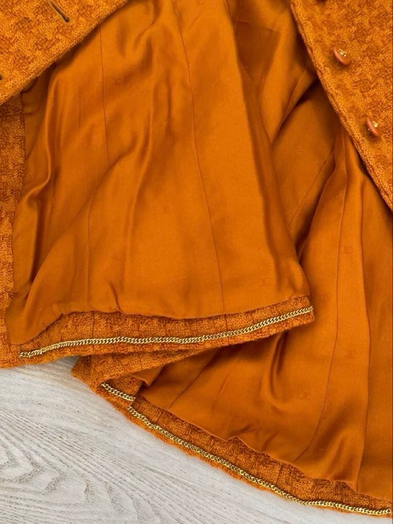 シャネル　オレンジ ツイード テーラードジャケット