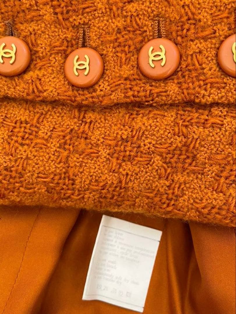 シャネル　オレンジ ツイード テーラードジャケット