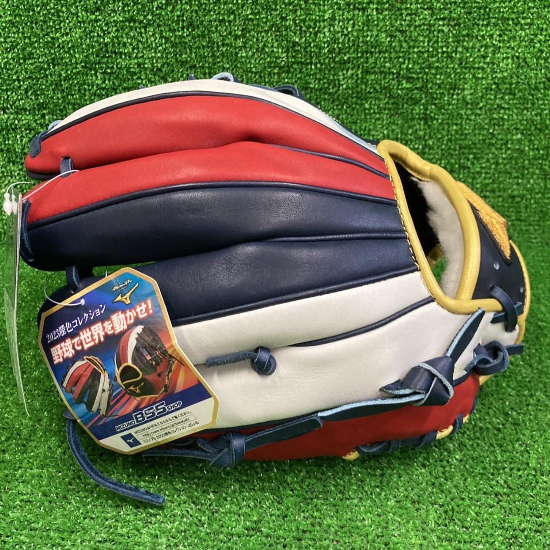 新品 ミズノプロ 軟式用グラブ 内野手用 Dブルー×レッド 1AJGR28103